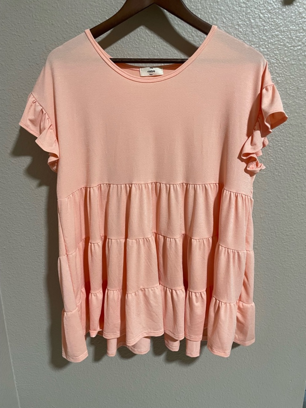 Entro Peach Tiered Ruffle Short Sleeve Top